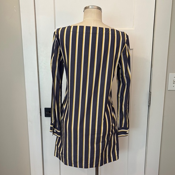 Maison Kitsuné Striped Navy and Yellow Shirt Dress - Picture 5 of 6